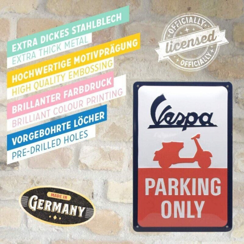 Placa metalica 20x30 Vespa - Parking Only - Parcare doar pentru Vespa [2]