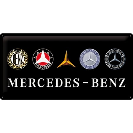 PLACI - Placa metalica 25x50 Mercedes-Benz logo evolution - Evolutia Siglei