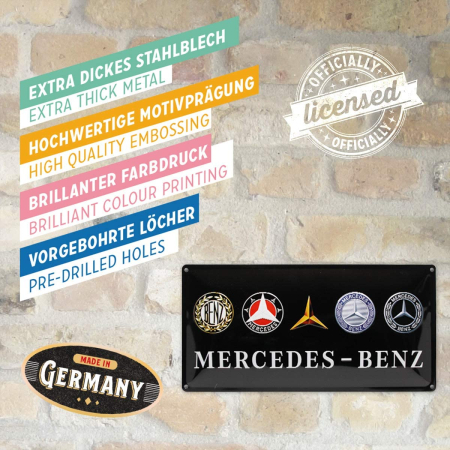 Placa metalica 25x50 Mercedes-Benz logo evolution - Evolutia Siglei [3]