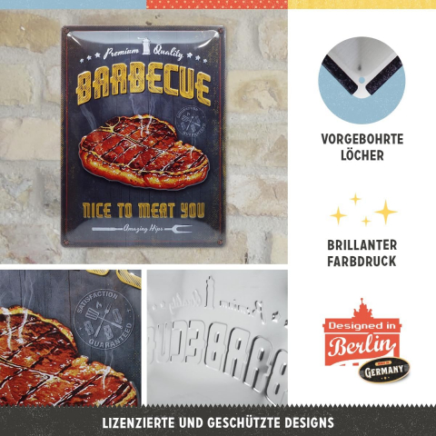 Placa metalica 30x40 Barbecue Nice to Meat You - Bun venit la Gratar [2]