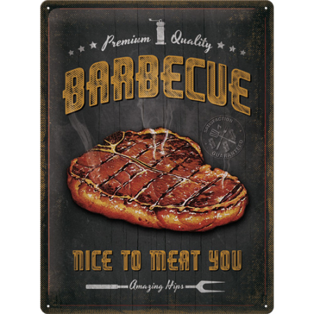 PLACI - Placa metalica 30x40 Barbecue Nice to Meat You - Bun venit la Gratar