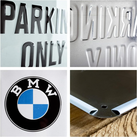 Placa metalica 30X40 BMW - Parking Only White - Parcare doar pentru BMW - Alb [2]