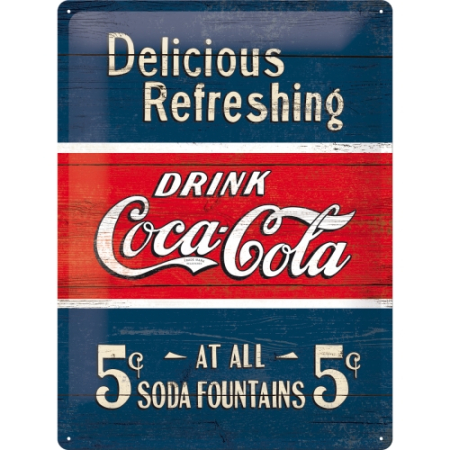 PLACI - Placa metalica 30X40 Coca-Cola - Delicious Refreshing Blue - Delicios si racoritor - Albastru