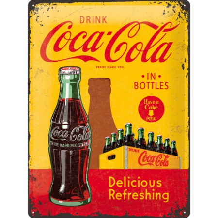 PLACI - Placa metalica 30X40 Coca-Cola - In Bottles Yellow - Imbuteliat in sticla - Galben
