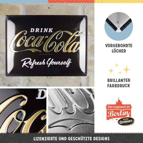 Placa metalica 30x40 Coca-Cola logo Gold - Sigla Aurie [2]