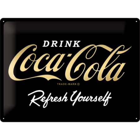 PLACI - Placa metalica 30x40 Coca-Cola logo Gold - Sigla Aurie
