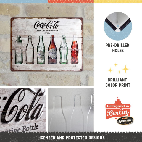 Placa metalica 30X40 Coca-Cola Timeline Evolutia Sticlei in timp [2]