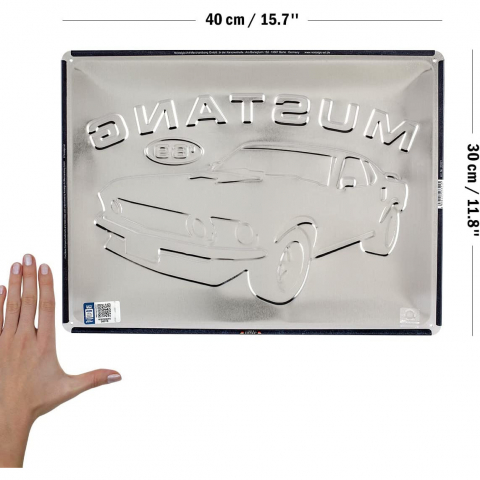 Placa metalica 30X40 Ford Mustang - 1969 Mach 1 Albastru [2]