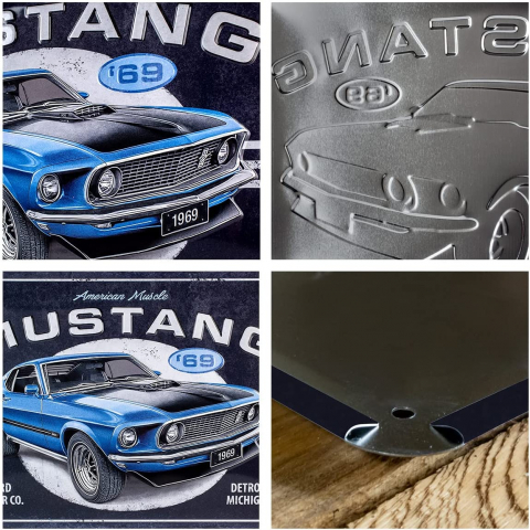Placa metalica 30X40 Ford Mustang - 1969 Mach 1 Albastru [1]