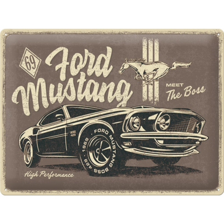 PLACI - Placa metalica 30X40 Ford Mustang - The Boss