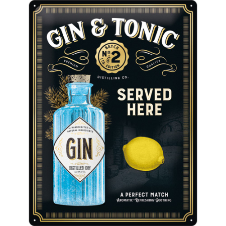 Placa metalica 30x40 Gin & Tonic Gold - Gin Tonic Rece