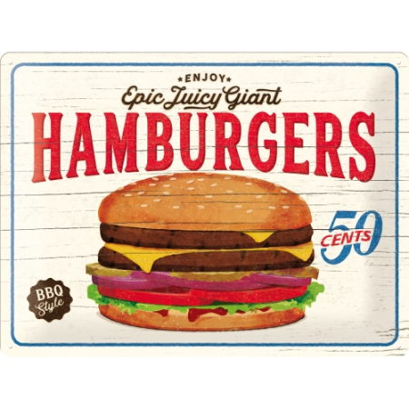 PLACI - Placa metalica 30X40 Hamburgers