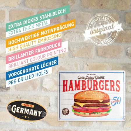 Placa metalica 30X40 Hamburgers [3]