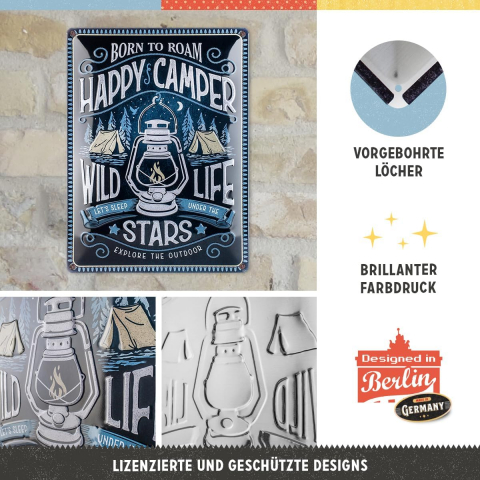 Placa metalica 30x40 Happy Camper - Bucuria Camping-ului [2]