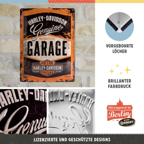 Placa metalica 30X40 Harley-Davidson Garage - Garaj [2]