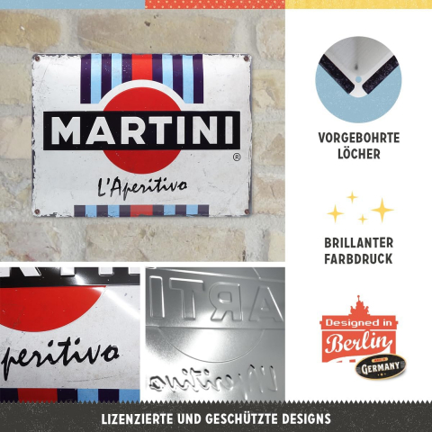 Placa metalica 30x40 Martini - L'aperitivo Racing Stripes - Dungi de cursa [2]