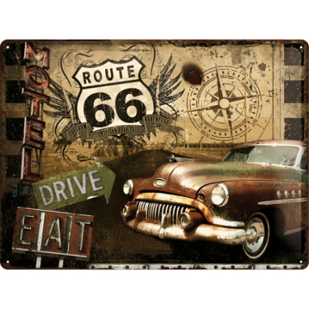 PLACI - Placa metalica 30X40 Route 66 -Road Trip - Soseaua 66 - Calatorie