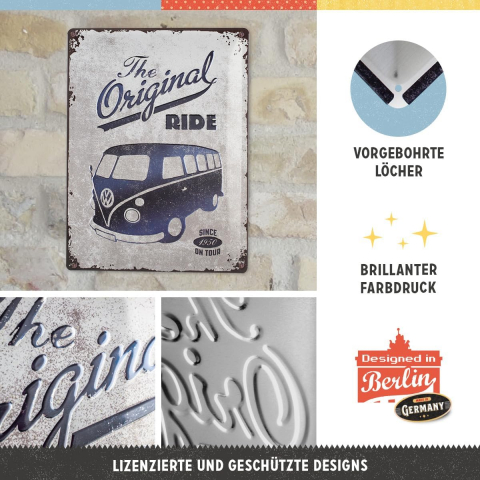 Placa metalica 30x40 Volkswagen Bulli The Original Ride - Masina Originala [2]