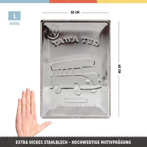 Placa metalica 30X40 VW Let's Get Away - Hai sa o intindem [1]