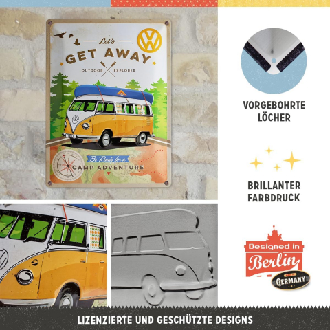 Placa metalica 30X40 VW Let's Get Away - Hai sa o intindem [2]