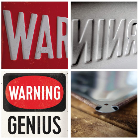 Placa metalica 30X40 Warning GENIUS at work - Avertisment: Geniu la Munca [2]