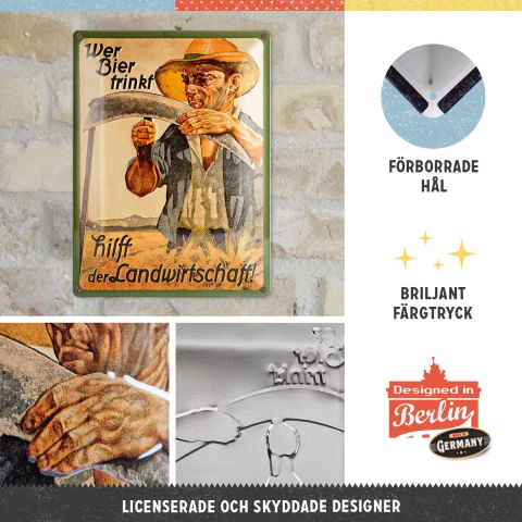 Placa metalica 30X40 Wer Bier trinkt hilft der Landwirtschaft - Bautul de bere ajuta agricultura [2]