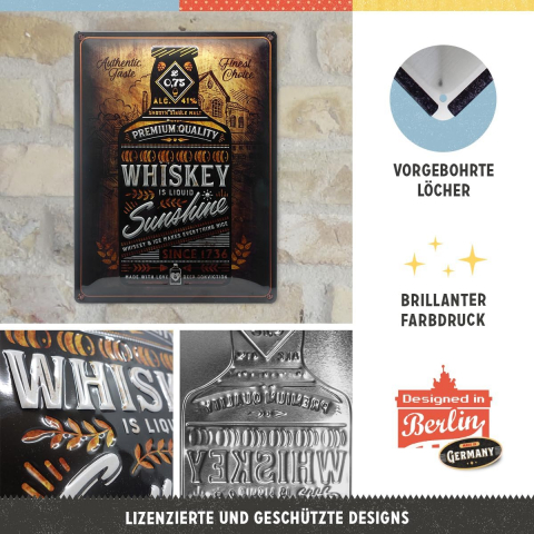 Placa metalica 30x40 Whiskey - Raza de soare [2]