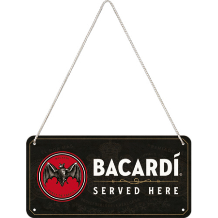 Placa metalica cu snur 10x20 Bacardi - Servit Aici [1]