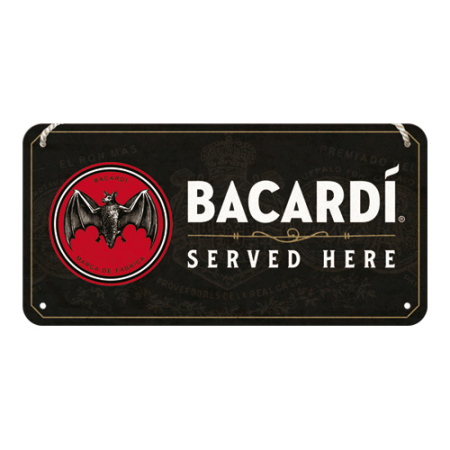 PLACI - Placa metalica cu snur 10x20 Bacardi - Servit Aici