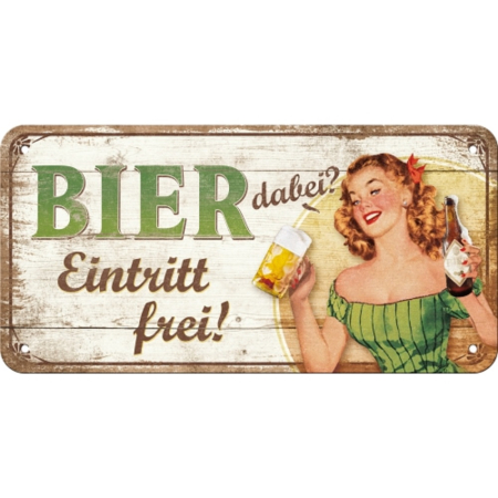 Placa metalica cu snur 10x20 Bier dabei Eintritt frei - Bere Gratuita [2]