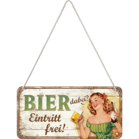Placa metalica cu snur 10x20 Bier dabei Eintritt frei - Bere Gratuita [1]