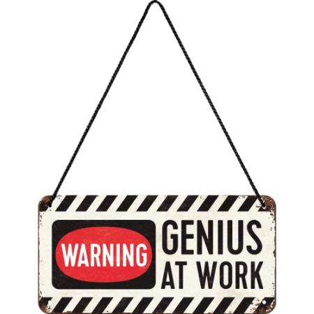 Placa metalica cu snur 10x20 Genius at work - Geniu la Munca [1]