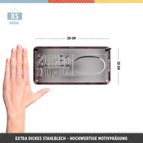 Placa metalica cu snur 10x20 Genius at work - Geniu la Munca [2]