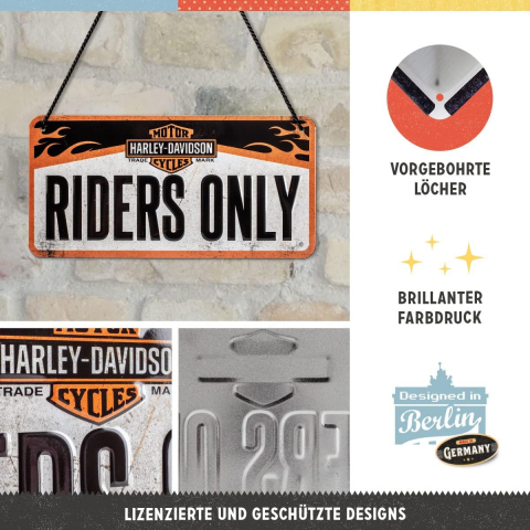 Placa metalica cu snur 10x20 Harley-Davidson Riders only -Doar pentru Soferi de Harley-Davidson [3]