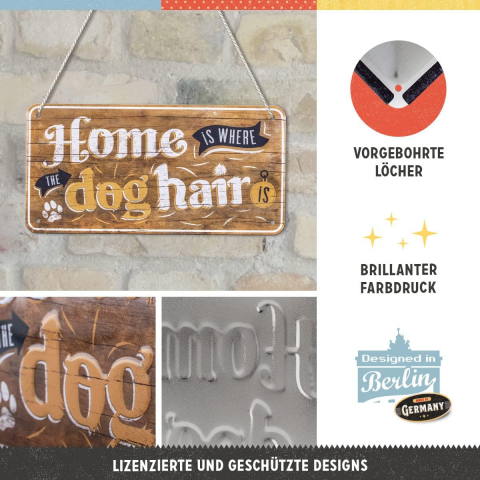 Placa metalica cu snur 10x20 Home is where the dog hair is - Acasa e unde ai par de catel [4]