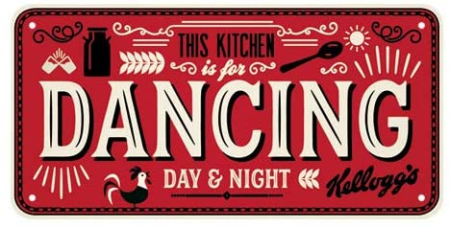 Placa metalica cu snur 10x20 Kellogg's - This Kitchen is for Dancing [2]