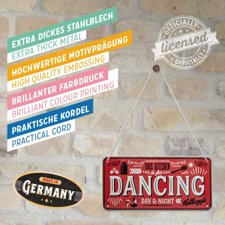 Placa metalica cu snur 10x20 Kellogg's - This Kitchen is for Dancing [3]