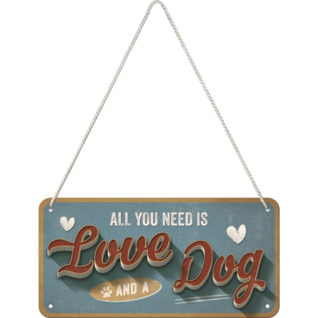 Placa metalica cu snur 10x20 Love Dog - Dragoste si Catei [1]