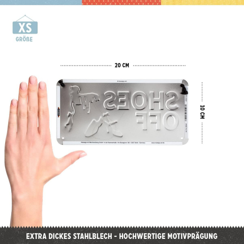 Placa metalica cu snur 10x20 Shoes Off - Va rugam sa va descaltati [2]