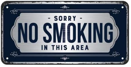 Placa metalica cu snur 10x20 Sorry No Smoking [2]
