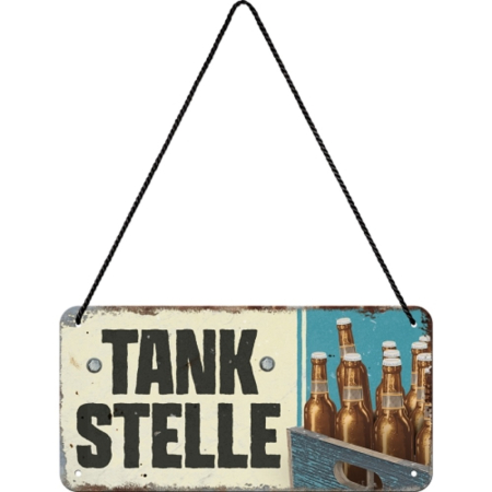 Placa metalica cu snur 10x20 Tankstelle Bier - Bere de la Benzinarie [1]