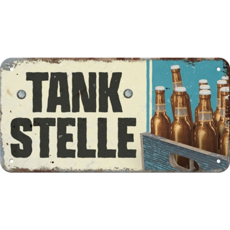 Placa metalica cu snur 10x20 Tankstelle Bier - Bere de la Benzinarie [2]