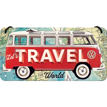 PLACI - Placa metalica cu snur 10x20 Volkswagen Travel the World - Hai sa calatorim in toata lumea