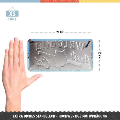 Placa metalica cu snur 10x20 Welcome Cat - Pisica Primitoare [2]