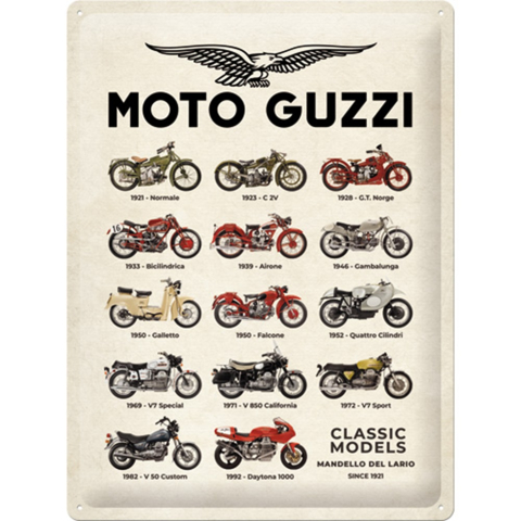 PLACI - Placa metalica , Moto Guzzi - Model Chart,Originala, 30x40 cm