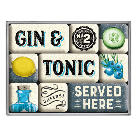 Set Magneti Gin & Tonic Served here - Gin Tonic Servit Aici