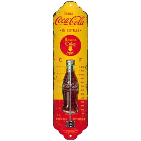 TERMOMETRE - Termometru Coca-Cola - In Bottles - Imbuteliat la sticla - Galben