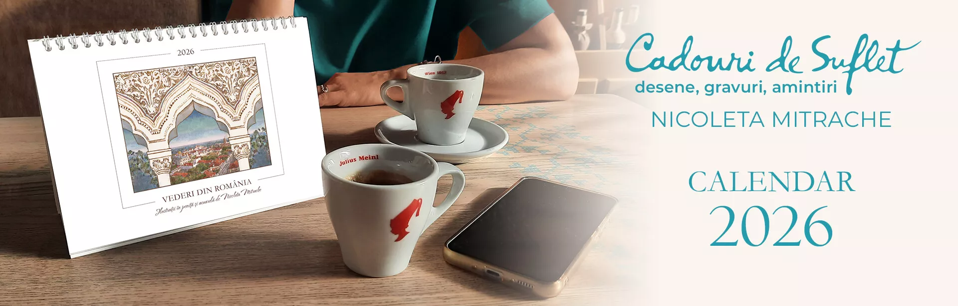 Calendar de birou 2026 - desene în peniță de Nicoleta Mitrache