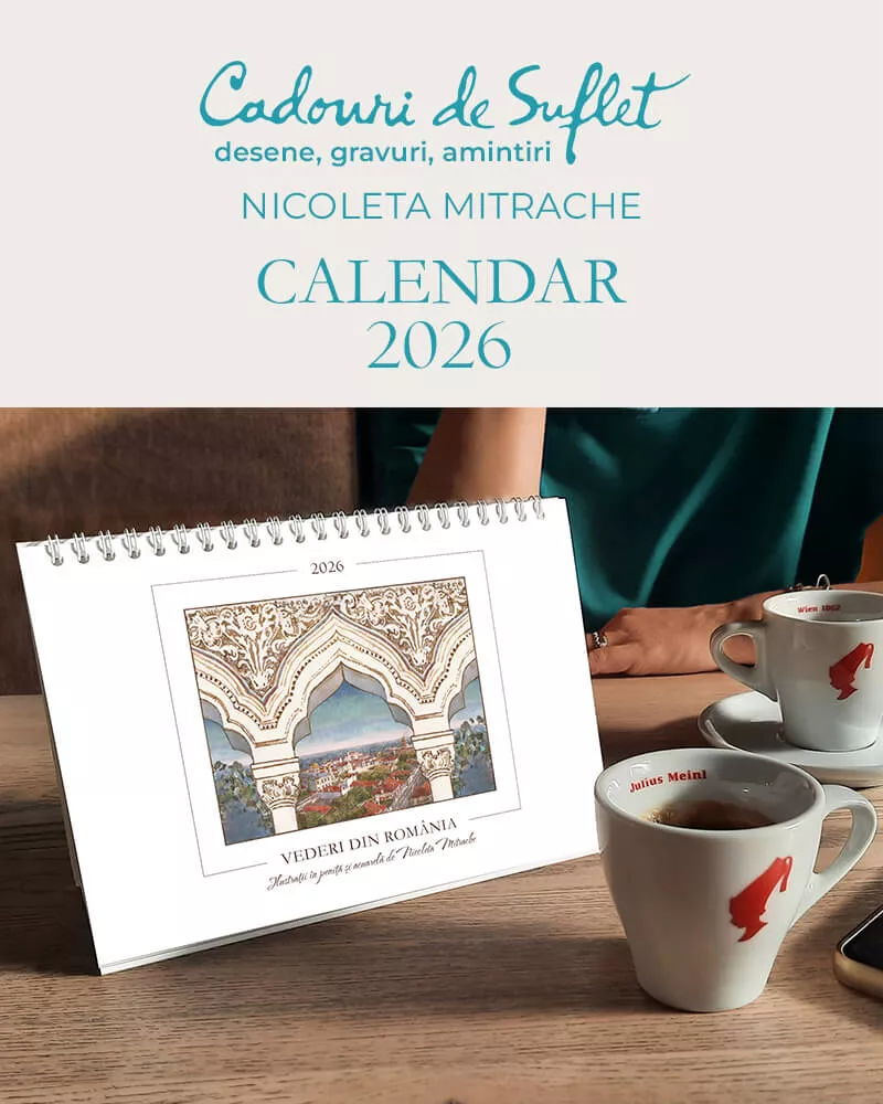 Calendar de birou 2026 - desene în peniță de Nicoleta Mitrache