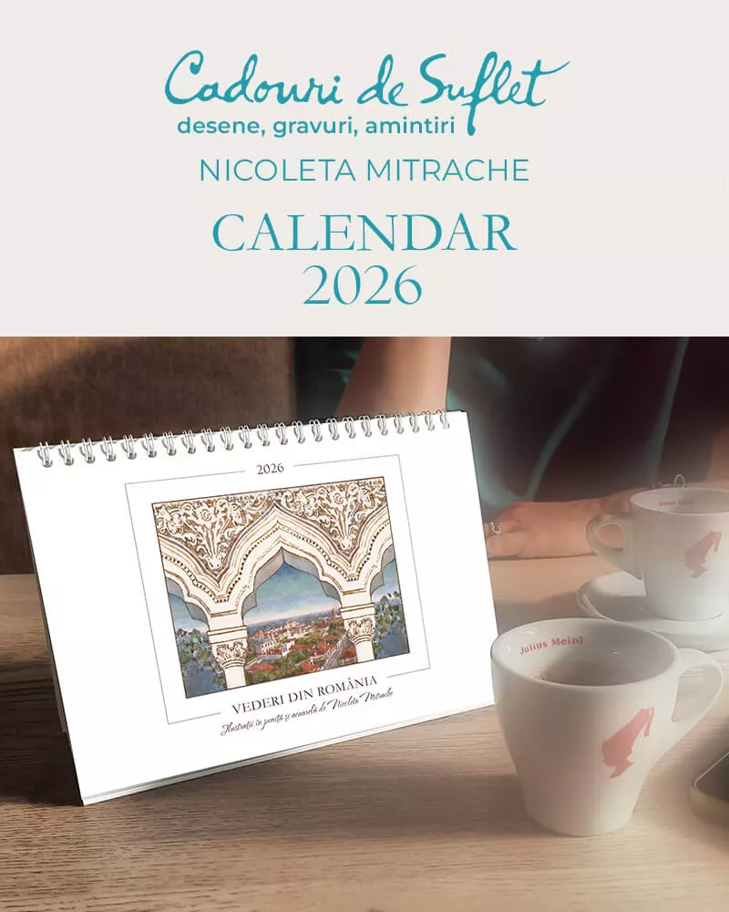 Calendar de birou 2026 - desene în peniță de Nicoleta Mitrache
